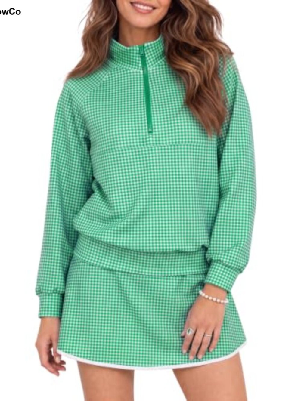 Women's 2 Piece Half Zip Sweatshirt & Skort Set Lightweight Activewear